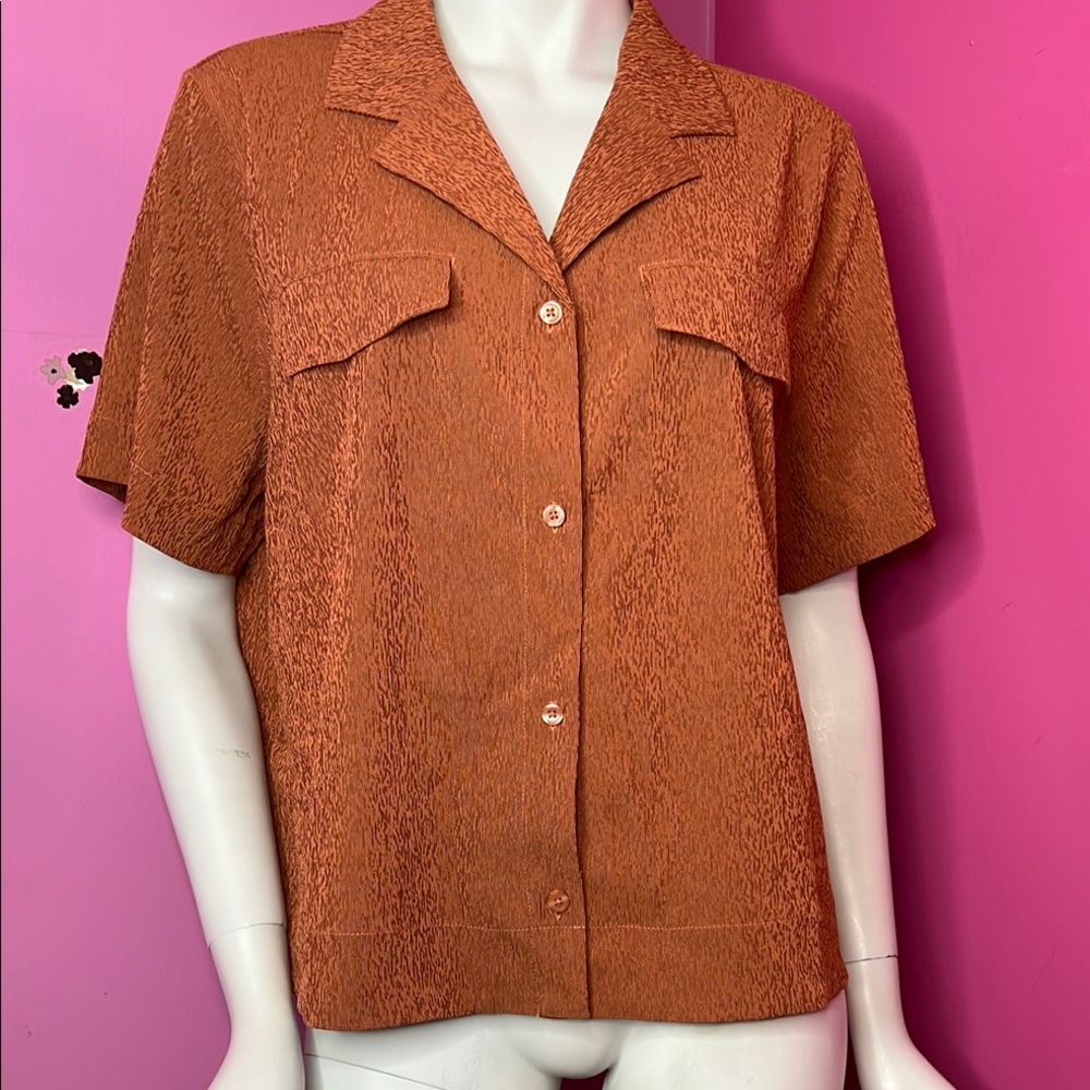 Athleta Echo Women's Orange Button-Up Top size large